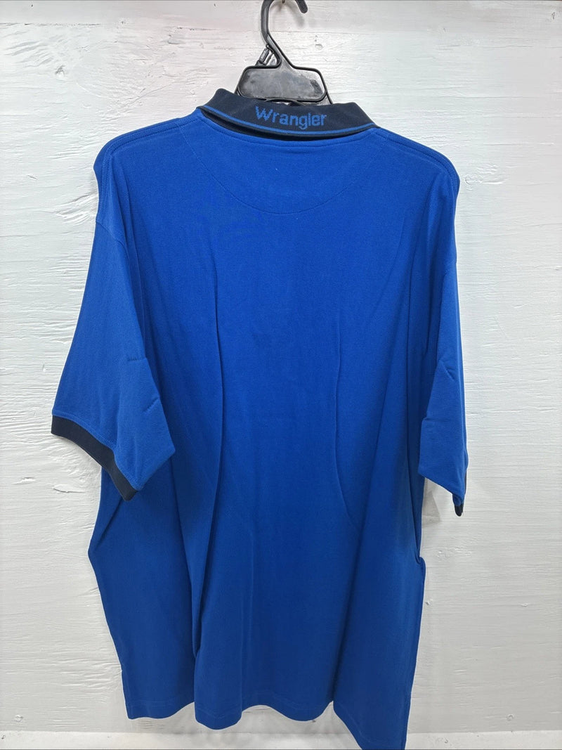 New Men’s Wrangler Blue Black Short Sleeve Polo Shirt XL R-37