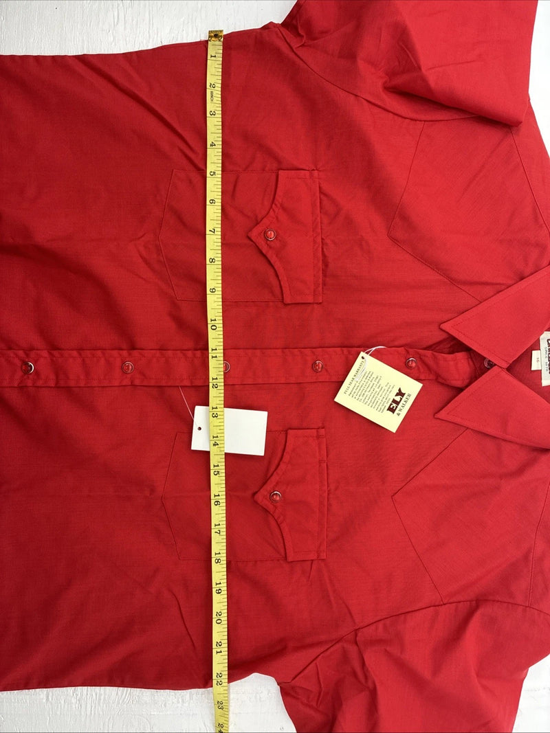New Men’s ELY Cattleman Red Short Sleeve Pearl Snap 16 Large CC-13