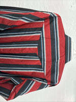 New Men’s ELY Cattleman Red Black Stripe Long Sleeve Pearl Snap 16.5 Large Q-33