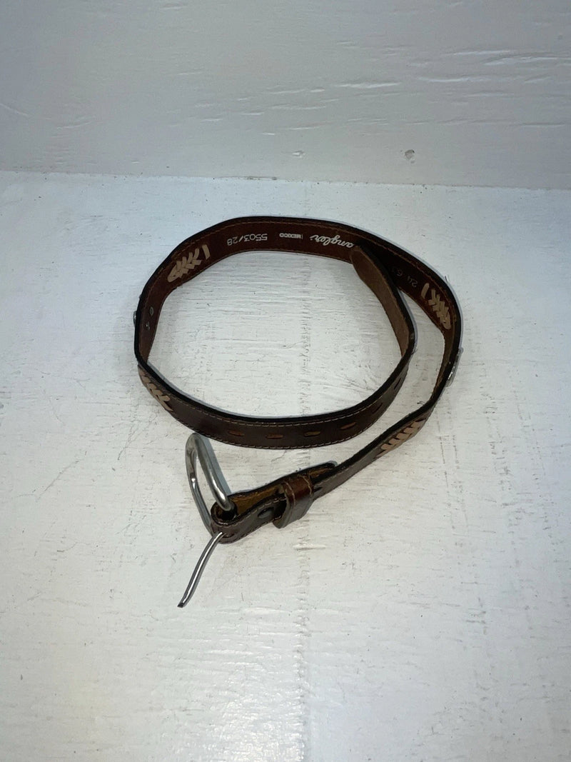 New Brown Genuine Leather Wrangler Weaved And Pendent 24” Belt #5503/28 NN-49