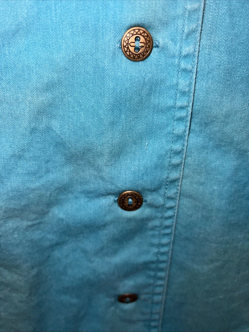 New Women’s Blue Wrangler Short Sleeve Denim Button Up Shirt #76670 M 3C-44