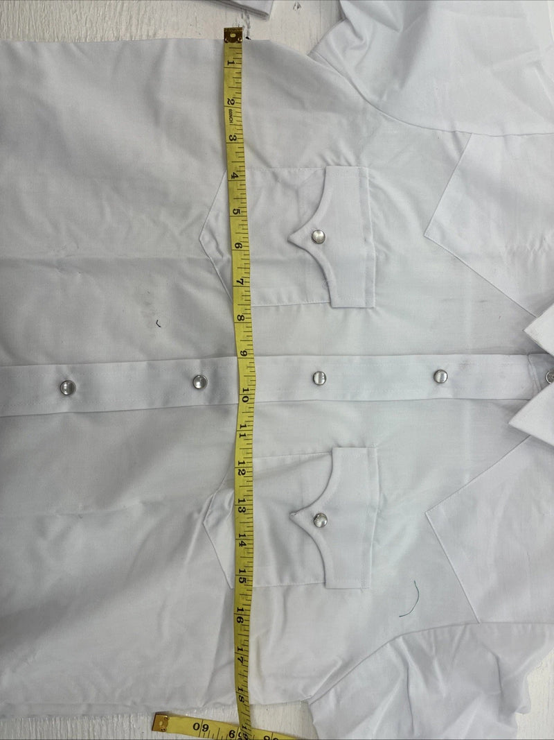 New Boys Champion Western White Long Sleeve Pearl Snap Size 16 AA-54