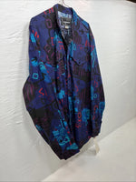 New Men’s GunSmoke Black Purple Designed Long Sleeve Button Up Shirt Medium K-31
