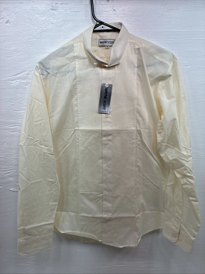 New Wayne Scott Yellow Long Sleeve Button Up English Shirt Medium X-89