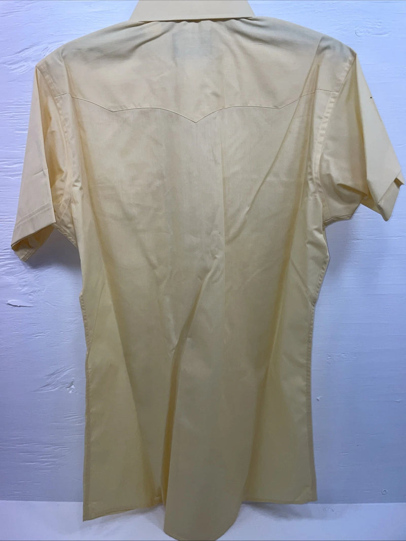 New Men’s White Horse Yellow Short Sleeve Pearl Snap Medium B-92