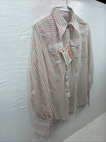 New Women’s Rock mount White Stripe Long Sleeve Pearl Snap Small AA-52
