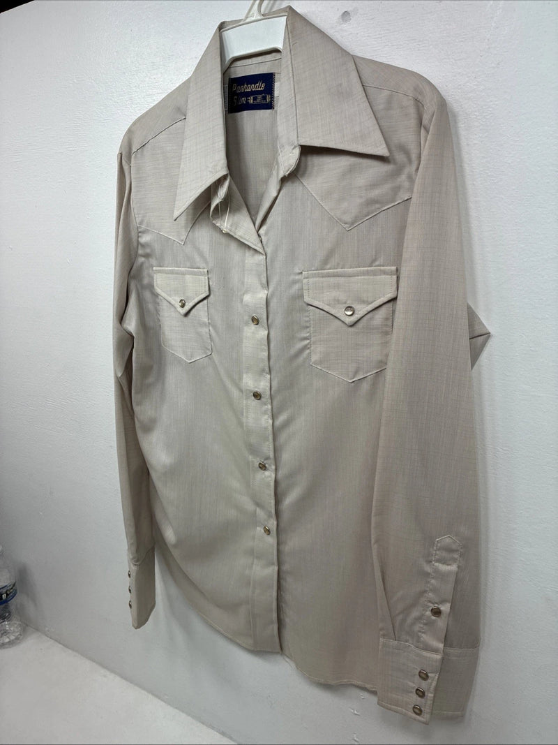 New Women’s Panhandle Slim Tan Long Sleeve Pearl Snap 16 GG-53