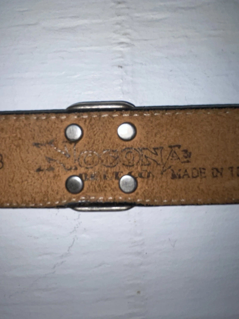 New Black Genuine Leather Nocona Silver Pendent 28” Belt #715 Z-175