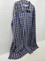 New Men’s Mesquite Blue Flannel Long Sleeve Peal Snap 3XL E-57