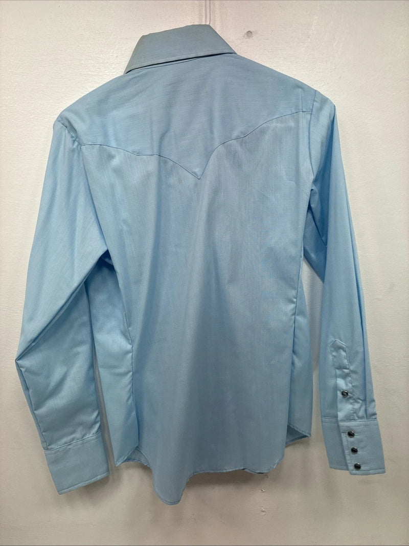 New Women’s Panhandle Slim Blue Long Sleeve Pearl Snap 14 Medium II-72