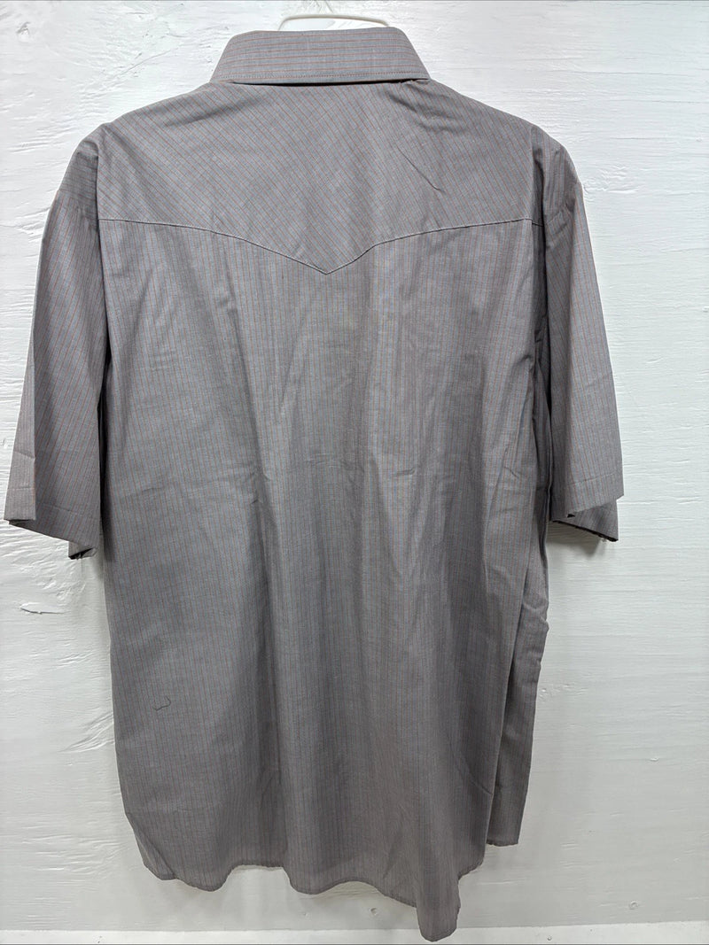 New Men’s Mesquite Gray Orange Stripe Short Sleeve Pearl Snap XL Q-70