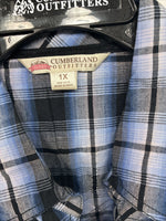 New Women’s Cumberland Blue Black Plaid Long Sleeve Pearl Snap XL GG-64