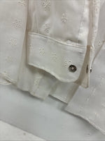 New Women’s Miss Rodeo White Deign Long Sleeve Pearl Snap 15 Large II-50