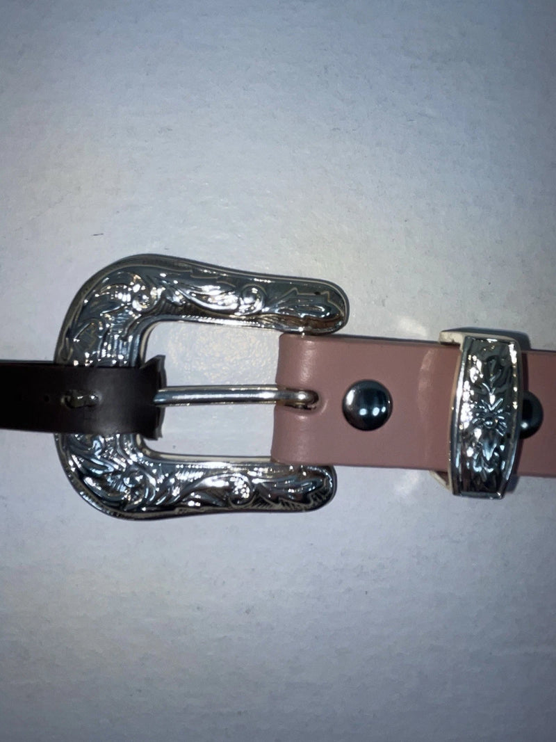 New Pink Genuine Leather Nocona Silver Bling 36” Belt #N1344999 Z-38