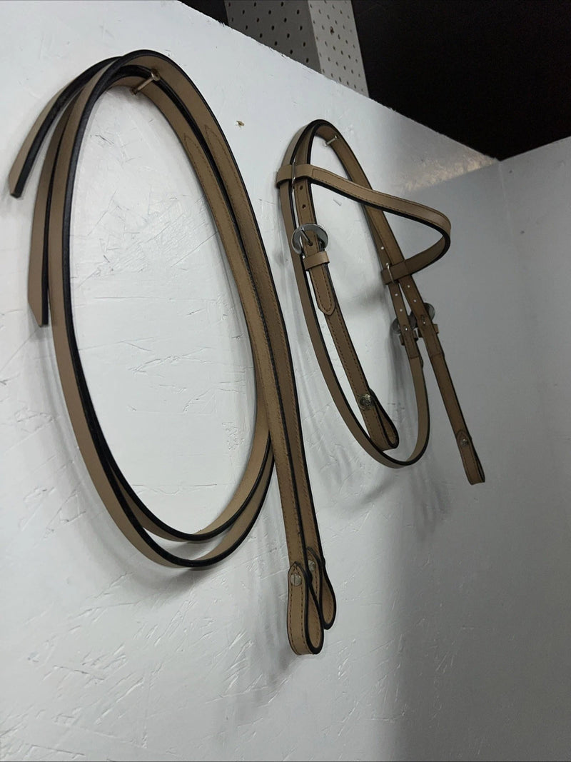 New Leather Pony Browband Headstall W Split Reins. U-34