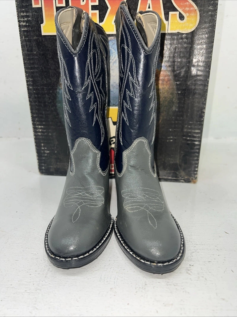 New Children’s Blue And Gray Texas Brand Cowboy Boots. 2102 11.5 11 1/2 D. 24-90