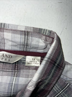 New Women’s Purple Cumberland Outfitters Long Sleeve Pearl Snap Shirt 1X S-33