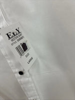 New Men’s ELY Cattleman White Horse Design Long Sleeve Pearl Snap Large X-23
