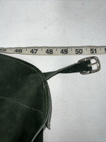 New Green Congress Leather Show Chaps With Fringe Adjustable Waist 51” N-26