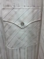 New Men’s White Horse White Stripe Western Long Sleeve Pearl Snap 2XL H-47