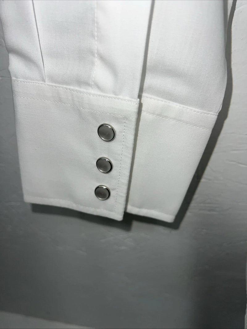 New Mens White ELY Diamond Long Sleeve Pearl Snap Shirt. Large P-56