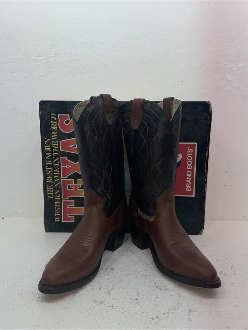 New Men’s Brown Texas Brand Cowboy Boots. 5101 9.5 9 1/2 D. 7-63