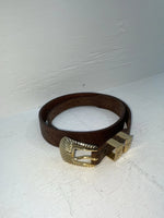 New Brown Genuine Leather Tooled 30” Belt #K4 JJ-141