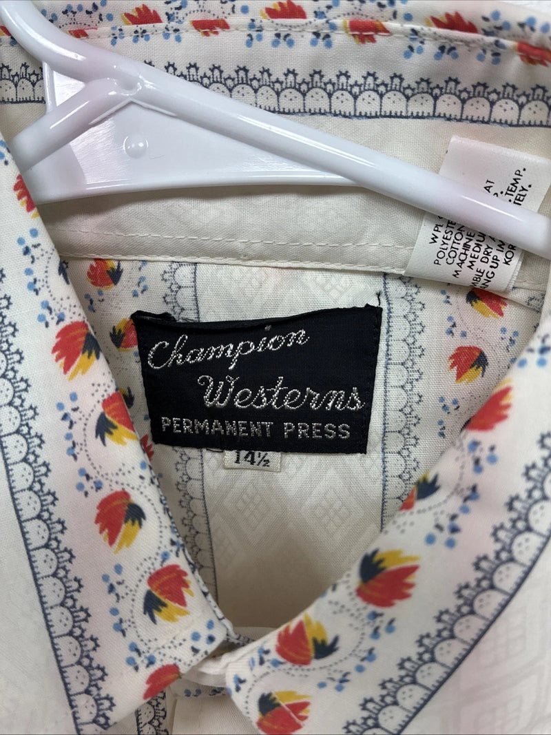 New Men’s Champion Western White Stripe Long Sleeve Pearl Snap 14.5 Small AA-95
