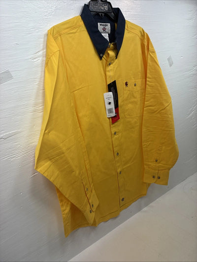 New Men’s PBR Wrangler Yellow Blue Long Sleeve Button Up 2XL T-28