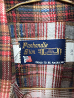 New Men’s Panhandle Slim Red Plaid Long Sleeve Pearl Snap XS J-67