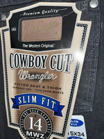 New Men’s Gray Cowboy Cut Slim Fit Wrangler Jeans. 15x34 H-7