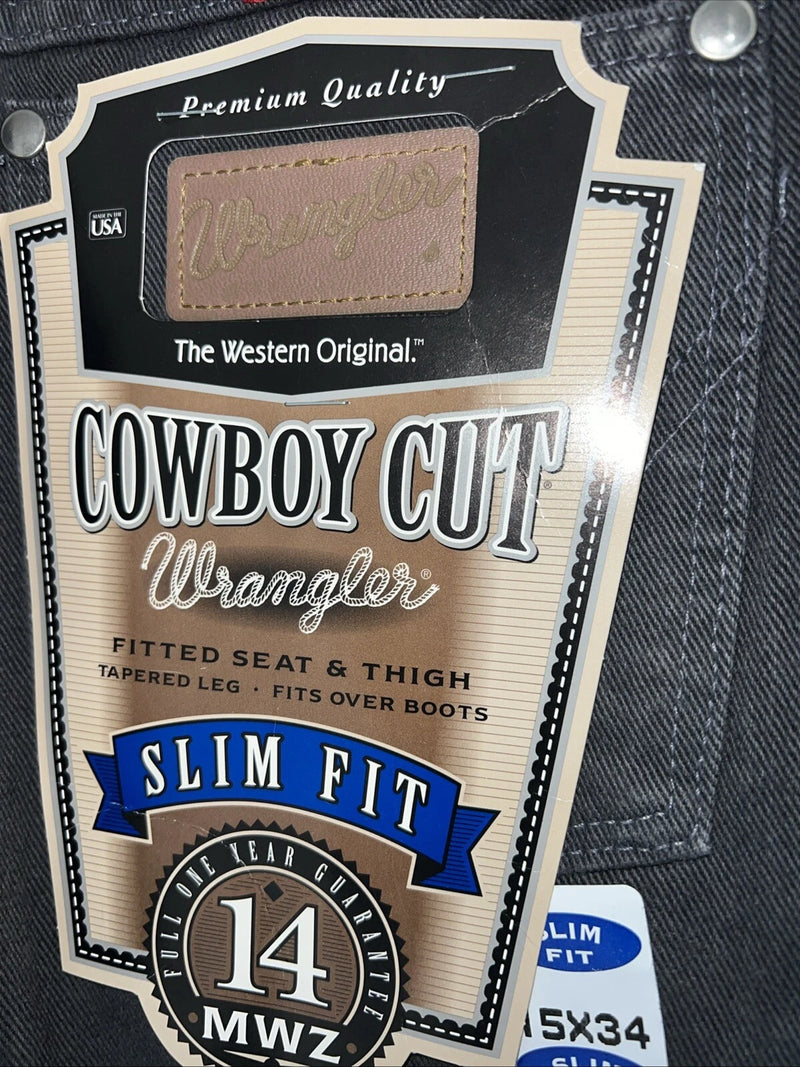 New Men’s Gray Cowboy Cut Slim Fit Wrangler Jeans. 15x34 H-7