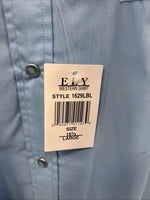 New Men’s ELY Cattleman Blue Short Sleeve Pearl Snap 16.5 Large AA-93