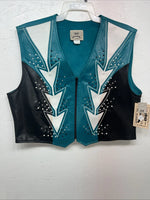 New Women’s 1849 Authentic Ranchwear Blue White Black Show Vest 3XL WW-36