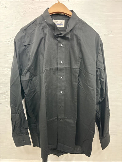 New Men’s Classix Black Under Tux Long Sleeve Button Up XL O-30