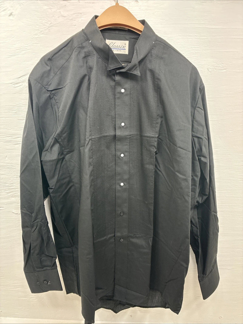 New Men’s Classix Black Under Tux Long Sleeve Button Up XL O-30