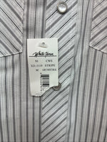 New Boys White Horse Gray Stripe Long Sleeve Pearl Snap Medium DD-118