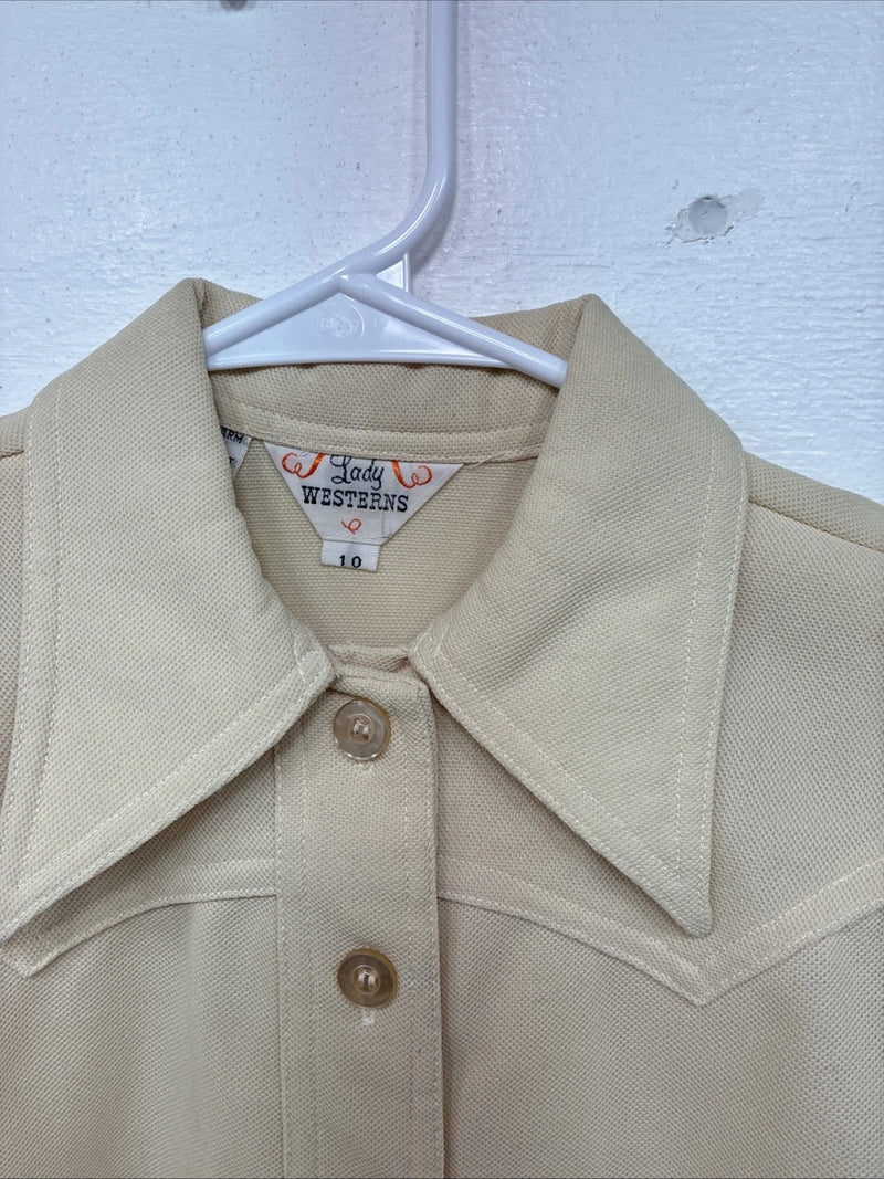 New Kids Lady Westerns Yellow Button Up Long Sleeve Shirt Size 10 MM-77