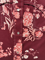 New Women’s Lee Red Floral Long Sleeve Pearl Snap Medium KK-6