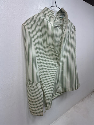New Women’s Texas Togs Green Stripe Long Sleeve Zip Up Show Shirt Size 32 3B-4
