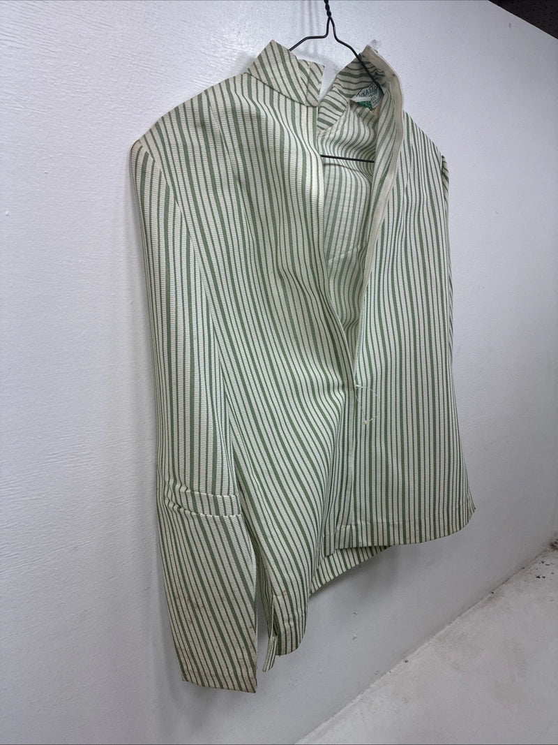 New Women’s Texas Togs Green Stripe Long Sleeve Zip Up Show Shirt Size 32 3B-4