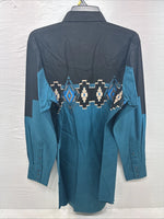 New Men’s Cumberland Blue Black Long Sleeve Pearl Snap Large X-2