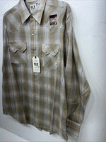 New Men’s Yellow Plaid ELY Cattleman Long Sleeve Pearl Snap Shirt. L P-53