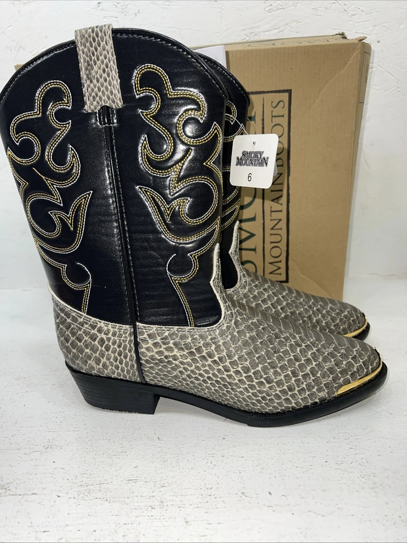 New Women’s Black Snakeskin Smoky Mountain Cowboy Boots. 1042JY 6. 19-35
