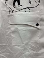 New Kids Rockmount White Black Design Short Sleeve Pearl Snap Size 34 CC-104