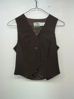New Women’s Brown Dickson Jenkins Cut Off Button Up Vest #7953 3B-62