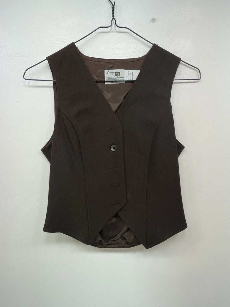 New Women’s Brown Dickson Jenkins Cut Off Button Up Vest #7953 3B-62