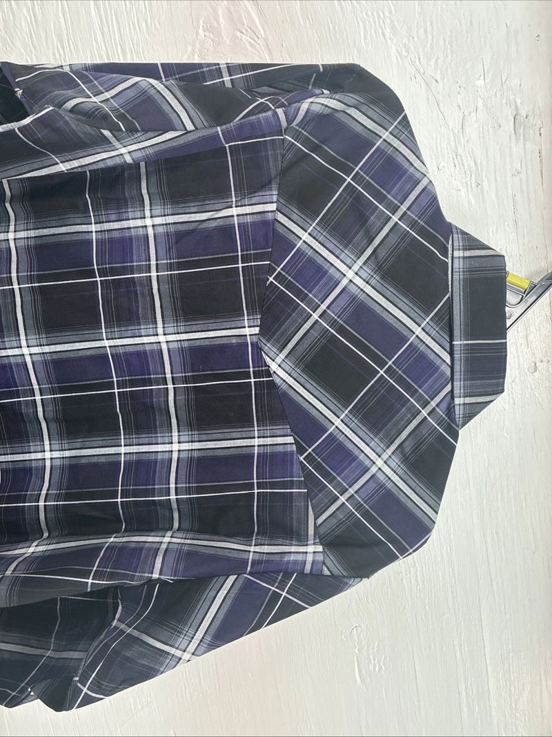 New Kids ELY Cattleman Purple Plaid Long Sleeve Pearl Snap Large DD-33