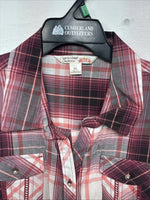 New Women’s Cumberland Pink Plaid Long Sleeve Pearl Snap XL GG-66