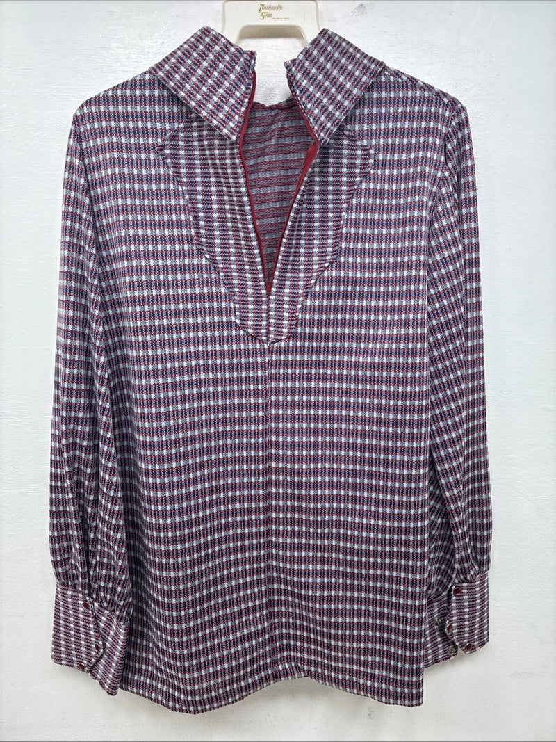 New Wims Panhandle Slim Blue Red Long Sleeve Zip Up Size 16 3B-6